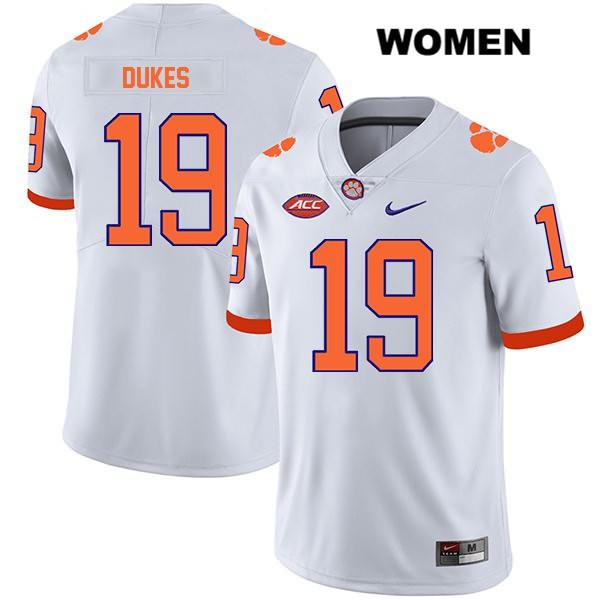 Women's Clemson Tigers #19 Michel Dukes Stitched White Legend Authentic Nike NCAA College Football Jersey NHY5746KK